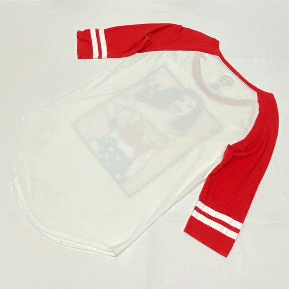 DC Comics Scoop Neck & Hem Wonder Woman 3/4 Raglan Sleeve Tee Shirt Red White XL - Picture 9 of 10